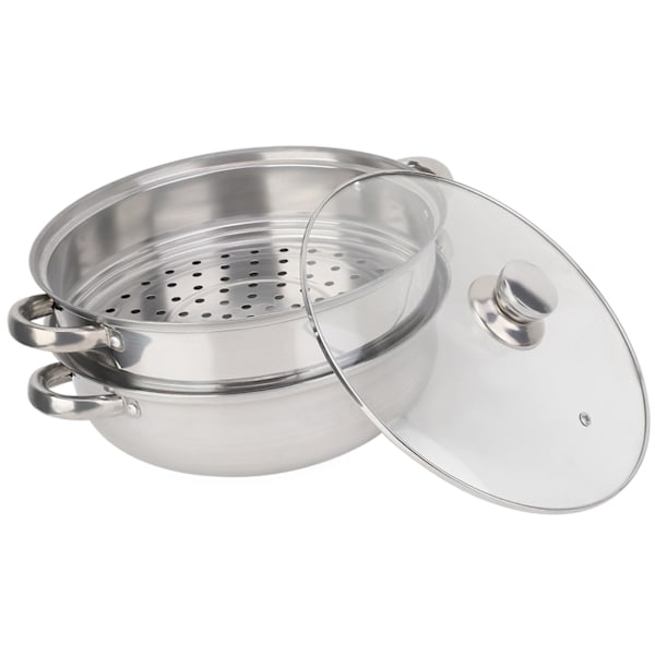2-lags dampkoker i rustfritt stål - 27 cm/11 tommer, kokekar, dobbel kjele, dampkoker for suppe