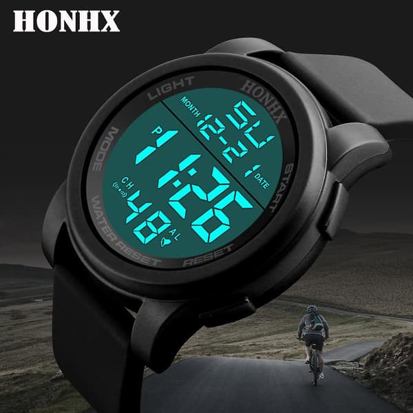 Lyxig herr analog digital militär sport LED armbandsur Black