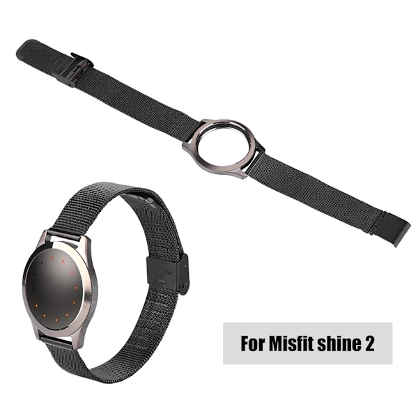 Stål Armband Rem Armband Ersättning Sömn Fitness Monitor för Misfit Shine 2 Svart