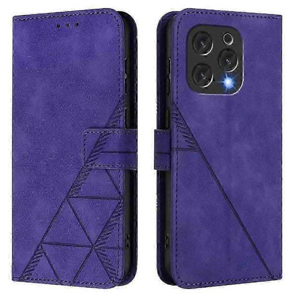 Doogee N55 Plus plånboksfodral, 3D-präglat fällfodral med kortfack, magnetspänne och handledsrem violet