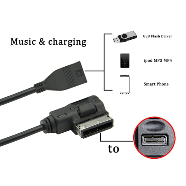 USB Musik Interface AMI MMI AUX MP3 Kabel Adapter til Q5 Q7 R8 A3 A4 A5 A6