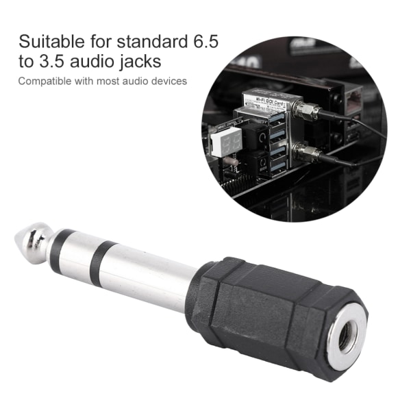 2 stk 6,5 mm hann til 3,5 mm hunn lydadapterkontaktkonverter F-36