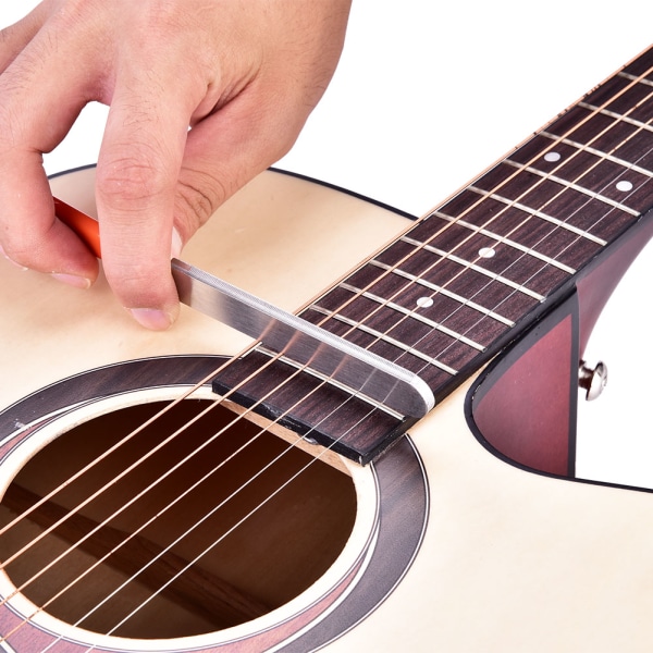 TIMH rustfrit stål Guitar Fret File Gribebræt Protector Kit Reparationsværktøj tilbehør