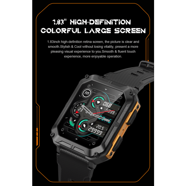 Ny C20pro Bluetooth Call Smart Watch Outdoor Three Proof Sports orange färg