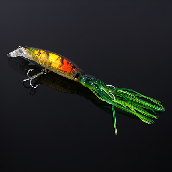 24cm/40g Fiskebeten Bläckfiskbeten Fiskebete Crankbait Tackle Jig Treble Hook Brun Grön