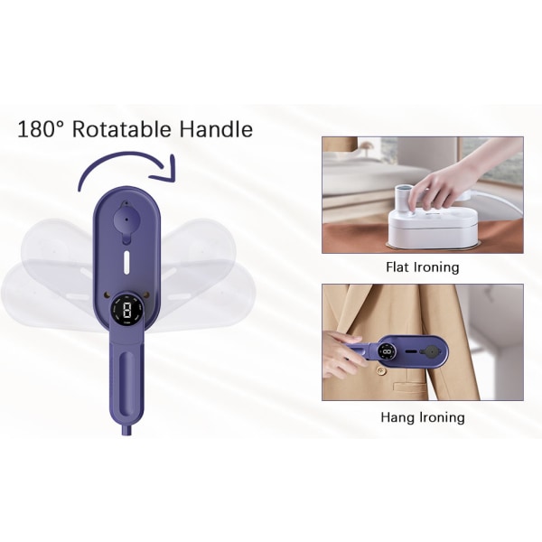 Ny digital skærm elektrisk strygejern husholdnings mini håndholdt roterende tøjstrygemaskine bærbar rejsestrygemaskine lilla