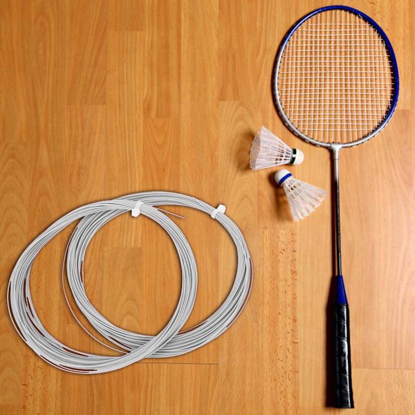2 st hållbara 10m högflexibla badmintonsträngar träningsracket linjer (vit)
