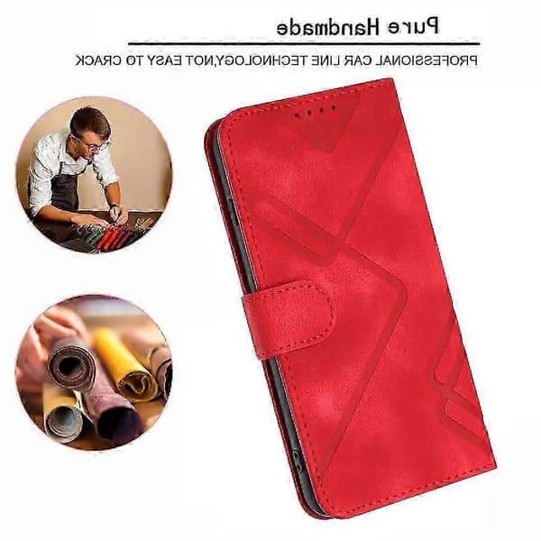 Etui til iPhone 14 Magnetisk Flip-etui i PU-læder med kortplads og stativ Red