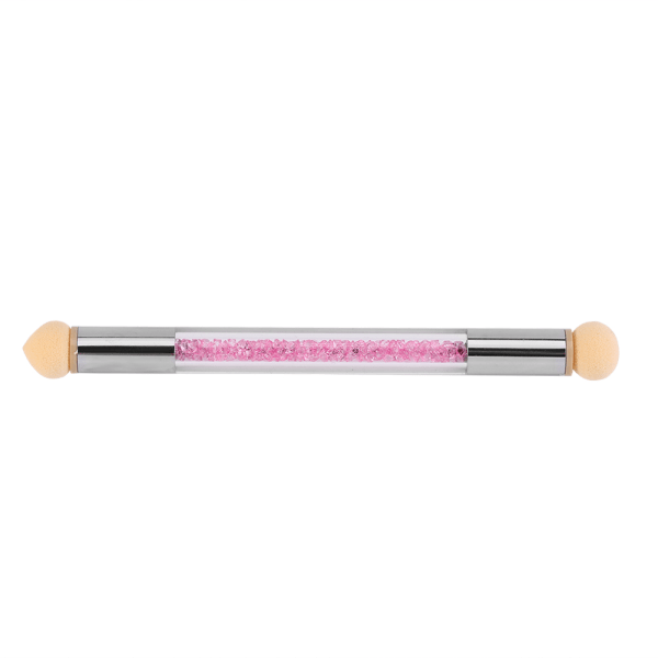 Dobbeltendet Glitter Powder Dotting Pen Shading Brush Nail Art Tool (Pink Rhinestone)++/
