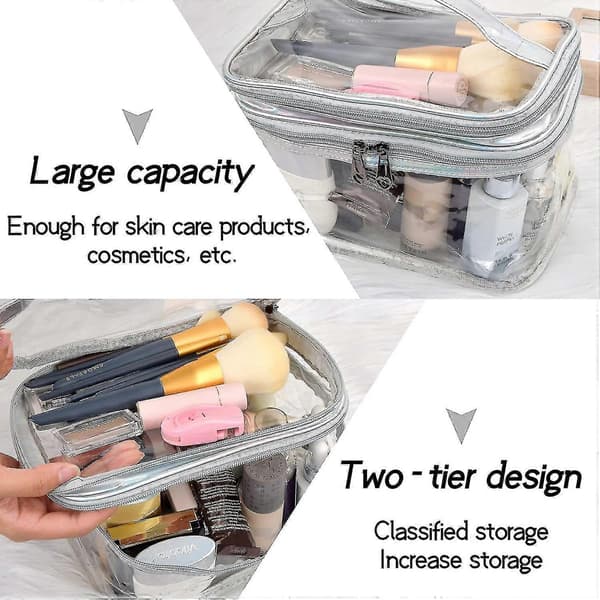 Makeuptaske Transparent, Stor Makeuptaske 15*15*22 Cm, Rejse-Makeuptaske