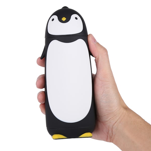 Kannettava Pingviini Lasinen Vesi Pullo, 300ML, Kaksoiskerros, Matkakupillinen - Musta