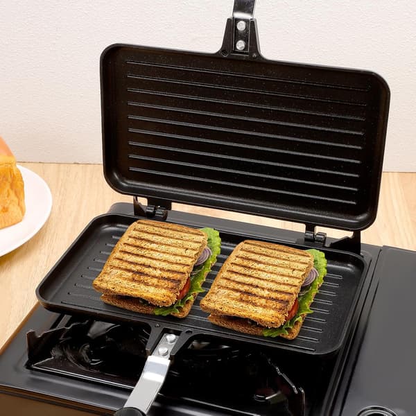 XL Brødrister - Dobbeltsidet - Aluminium - Til omeletter - Til ristning af sandwich - Sort