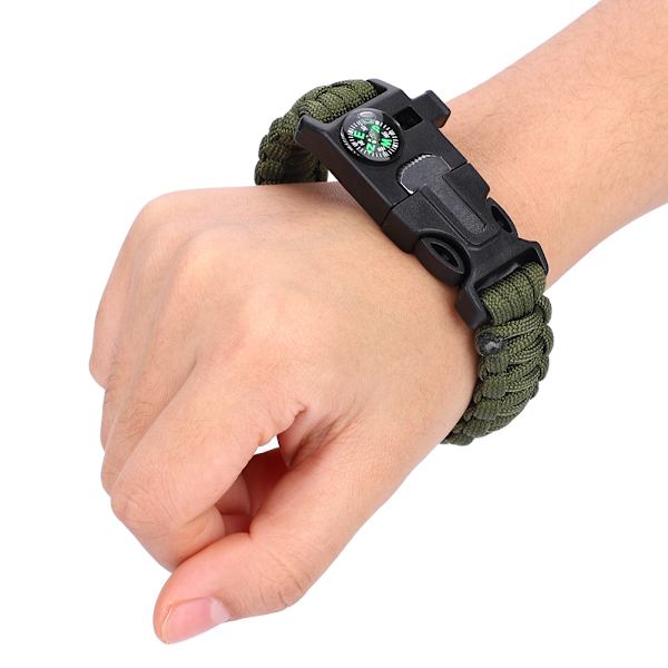 Paracord-selviytymisrannekkeet miehille ja naisille, ulkoilmakäyttöön, rannekkeet, kääre, varjo köysi (armeijan vihreä)