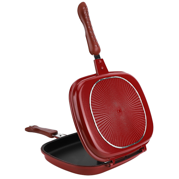 Red Square NonStick Dubbelsidig Stekpanna 28cm - Perfekt för Grill och Kök