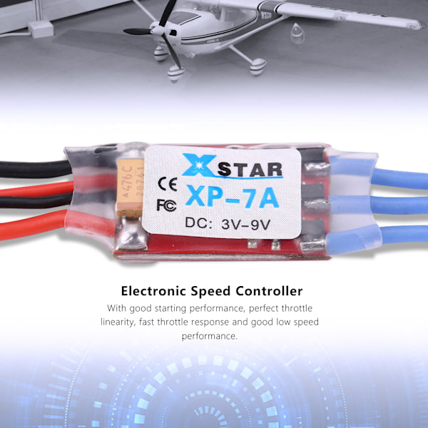 Elektroninen nopeussäädin RC ESC -lisävaruste helikopterille, neliroottorille ja dronelle (7A)