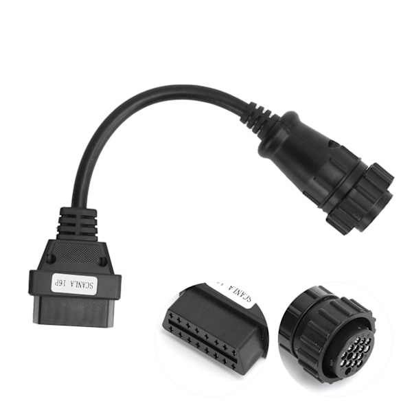 OBDII 16-nastainen kaapeli OBD2-liitin 240 mm / 9,45 tuumaa kannettava kuorma-auton diagnostiikkatyökalu