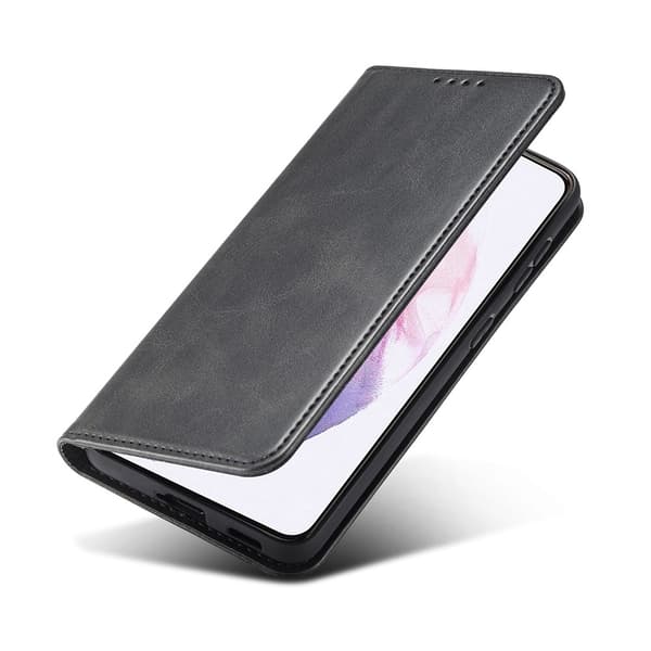 【BEMS】Compatible with Samsung Galaxy S21 Plus - Leather Flip Case - Black Black Svart