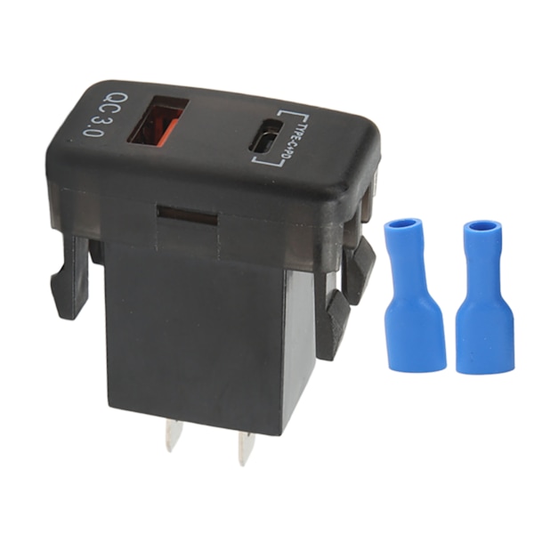 Rocker Switch Style Dobbelt USB Billader Hurtigopladningsstik Med Blå Voltmeter Universal til RV