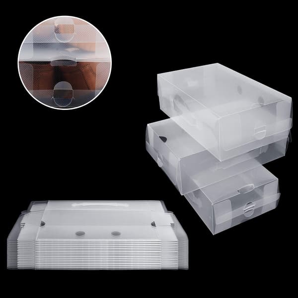 Shoe box transparent plastic storage box shoes (20 pcs) women's, men's, children's shoe boxes stackable, foldable, corrugated shoe storage