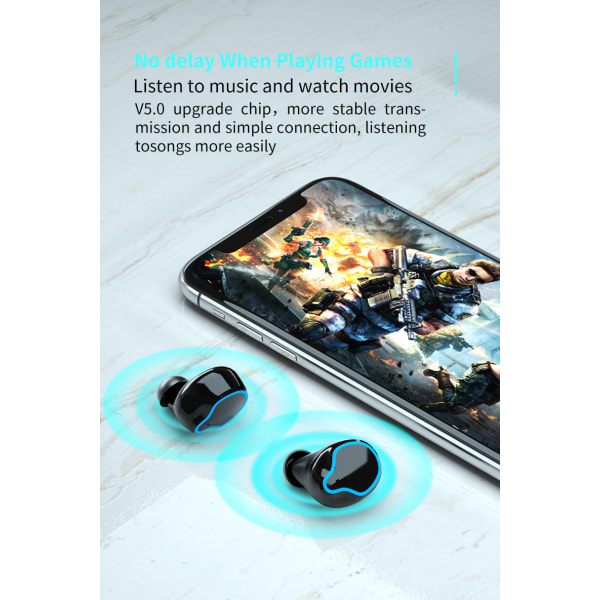 M9 trådløs binaural medium privat modell TWS med power display touch 5.1 Bluetooth headset M9 speil stor skjerm +Sxi
