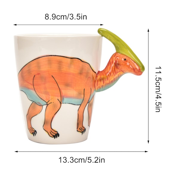 Søt Dinosaur Keramikkopp - 400 ml Kapasitet, Perfekt for Kontoret og Frokost