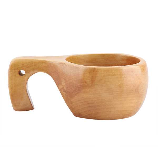 Bærbar trekopp for te og kaffe med håndtak - Naturlig tre drikkekrus #3