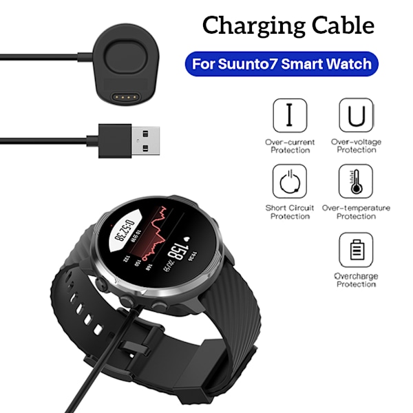 1m 5V 0.5A Telako latausjohto Suunto7 älykellolle, latausjohdon lisävarusteet