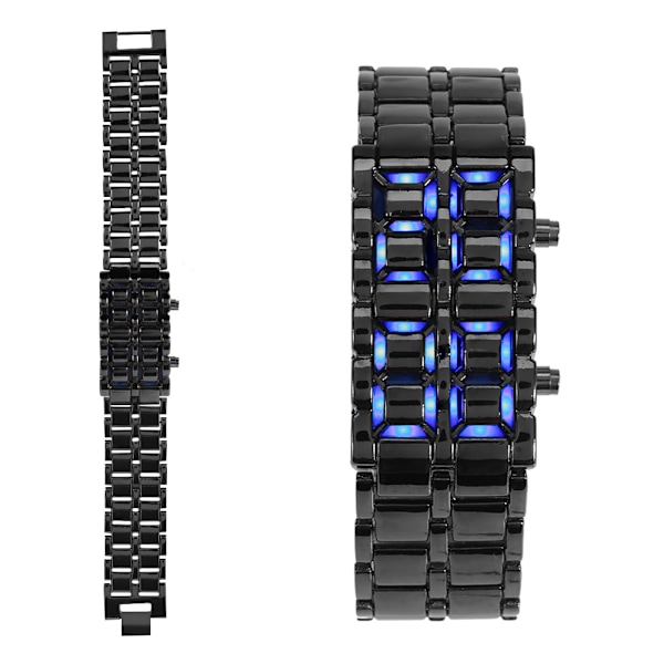 Moderne Par-Armbåndsur med Stålrem LED-belysning Elektronisk Armbåndsur (#1)