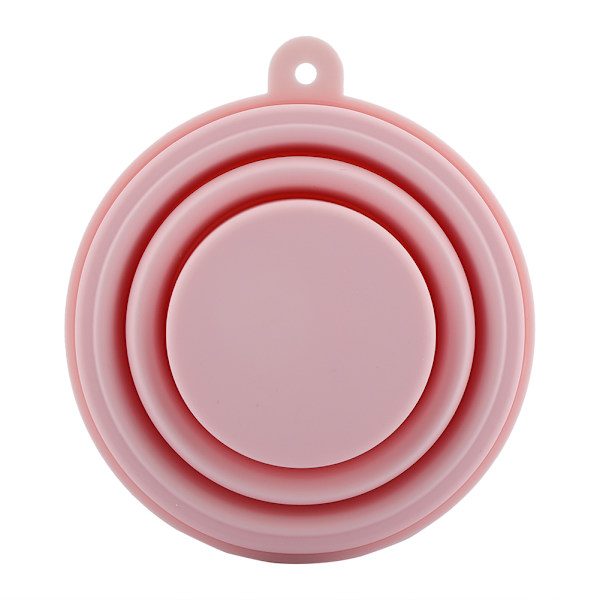 Bärbar Vikbar Silikonkopp med Lock - Rosa
