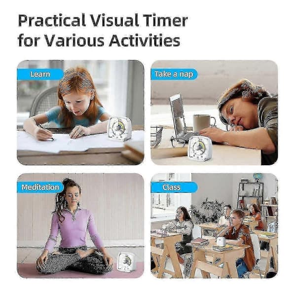 60-minutters visuell timer med nattlys, nedtellingstimer, pomodoro-timer med regnbuemønster, egnet for barn og voksne[BEMS] Blue Rainbow
