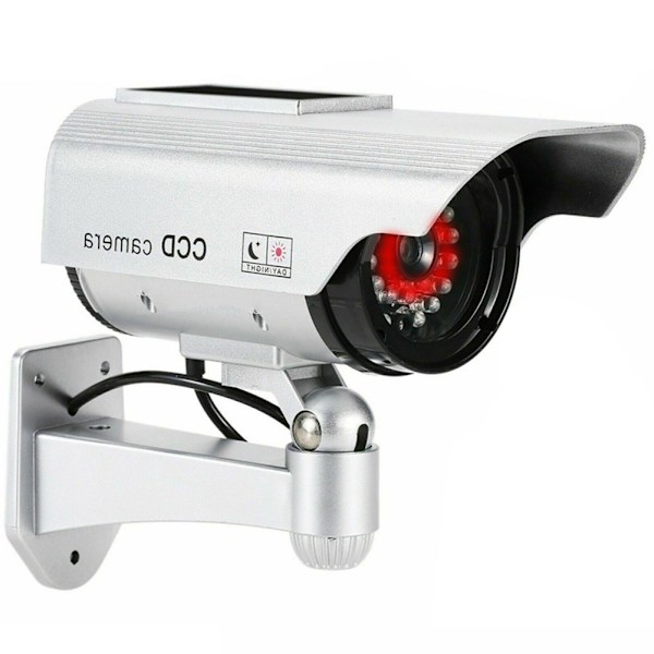 Solcelled Simuleret Dummy Kamera Sikkerhed CCTV Udendørs Vandafvisende Emulational IR LED Flash Rød LED Dummy Kamera