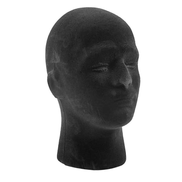 Mannlig Styrofoam Skum Mannequin Manikin Hode Modell Parykker Briller Lue Display Stativ Black