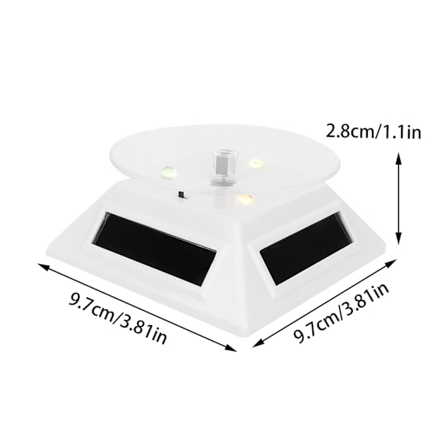 Elektrisk LED-lys Solcelledrevet Roterende Drejeskive Display Stativ til Smykker Telefon Ure Kamera