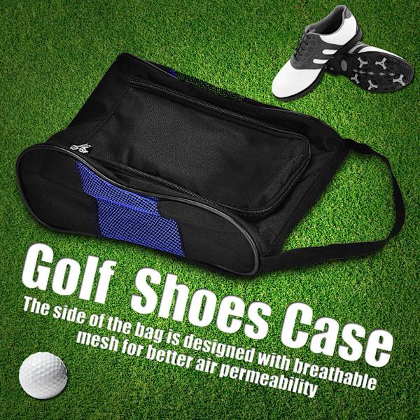 Andningsbar Golfskobag - Bärbar Förvaringsväska (Svart/Blå)