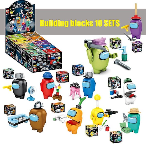 10-set DIY-spelminifigurbyggsats rymddockor Among Us-montering