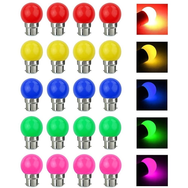20 st LED-lampa Färg B22 3W Motsvarande 30W 240LM B22 Bajonettlampor Garland Color LED Flerfärgade lampor för Hem Bar Party/