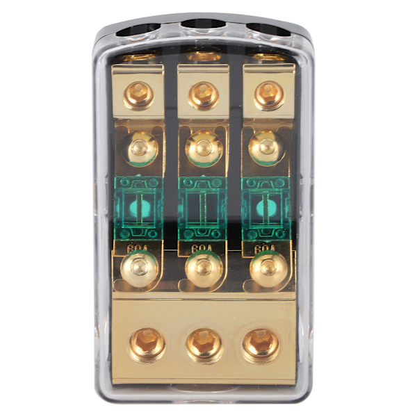1 ind 3 Vejs Ud 0/4 AWG til 4/8 AWG Audio Strøm Sikringsholder med 60A minisikringer til Bilbåde