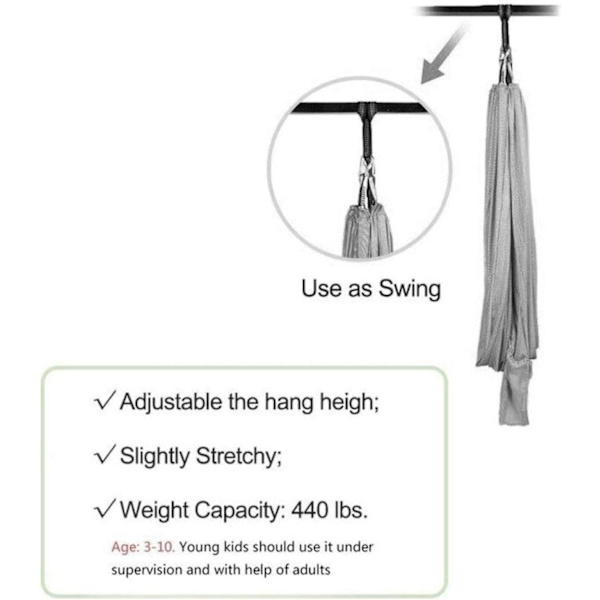 【BEMS】Children's Swing with Elastic, White, 100*280 cm