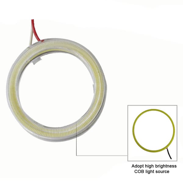 【BEMS】2 stk LED-frontlysramme kompatibel med bil - Gul - 70 mm (transparent deksel)