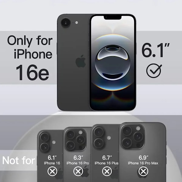 【BEMS】Compatible with iPhone 16E Black Matte Hard Case