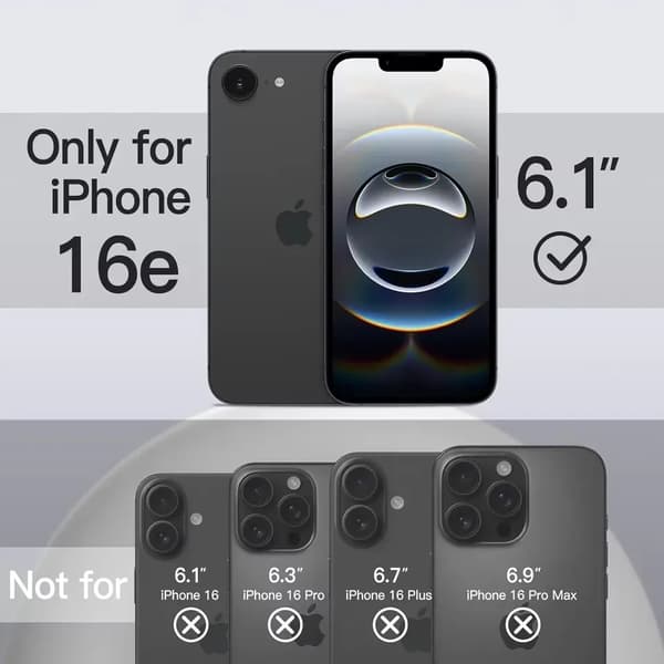 【BEMS】Kompatibel med iPhone 16E Svart Matt Hardt Deksel
