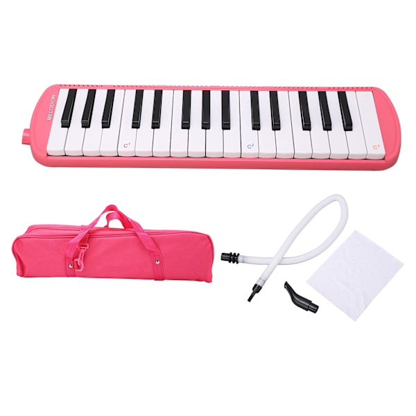 Munstycke Melodica Instrument med 32 Tangenter för Nybörjare Musikutbildning Instrument Rosa