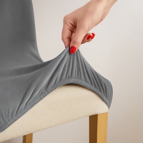 Tuolinpäällinen sametti / Tuolinpäällinen 6 kpl tummanharmaa Mörkgrå gray