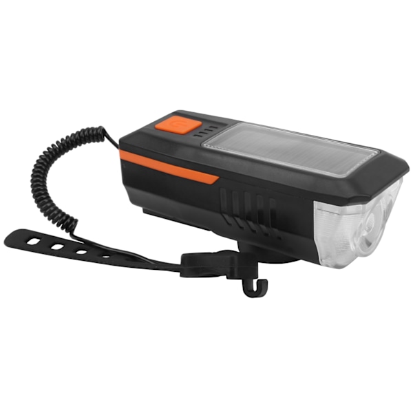 Sykkellys med solenergi, nattlys, USB-ladbart, for utendørs sykling (oransje)