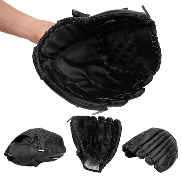 PVC Tyk Baseball Handske Træningskonkurrence Handsker til Voksne Børn (Sort 12,5 tommer)