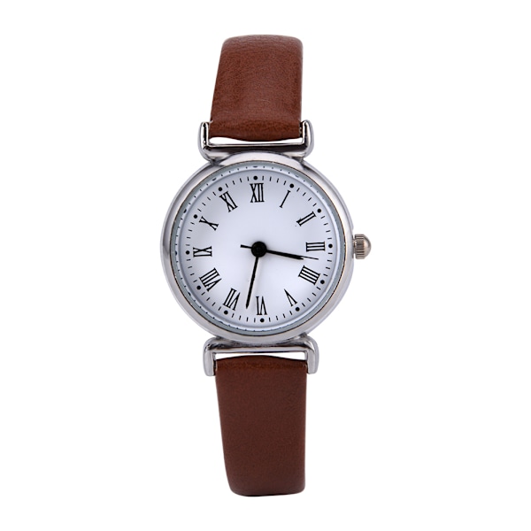 Exklusiv liten enkel modeklocka för kvinnor Retro läder Mini armbandsklocka (Kaffe)
