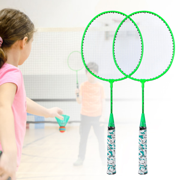 Badmintonracket för barn med 2 bollar Set Utomhus Sport Spel Barn Pojkar Flickor Leksak Fluorescerande Grön