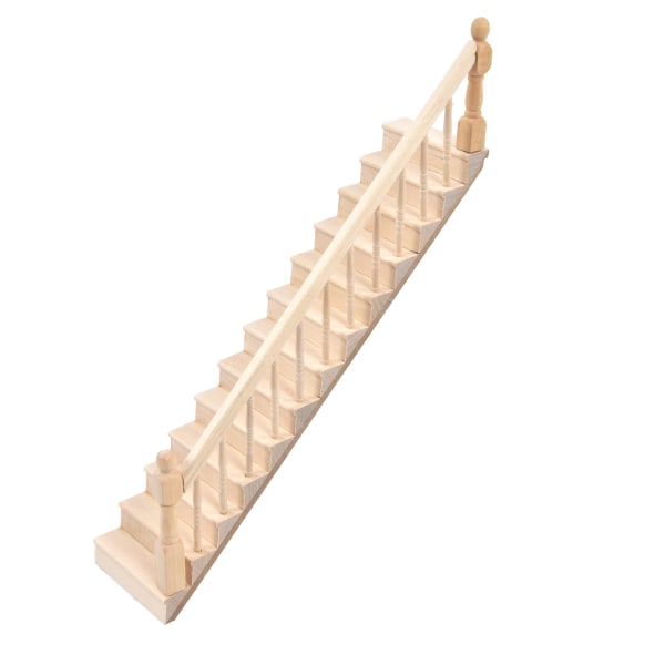 Nukkekodin portaat kiiltävät pyöristetyt kulmat koivu materiaali tee-se-itse Vivd söpö 1/12-kokoinen pienoisportaikko askarteluunOikea /