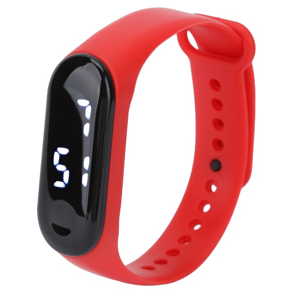 Digitaalinen watch LED valkoinen valonäyttö muovipeili elektroninen liike silikoniranneke Watch opiskelijalle punainen -+
