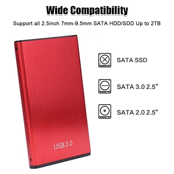 USB 3.0 til 2,5 tommers SATA harddisker med USB 3.0 datakabel